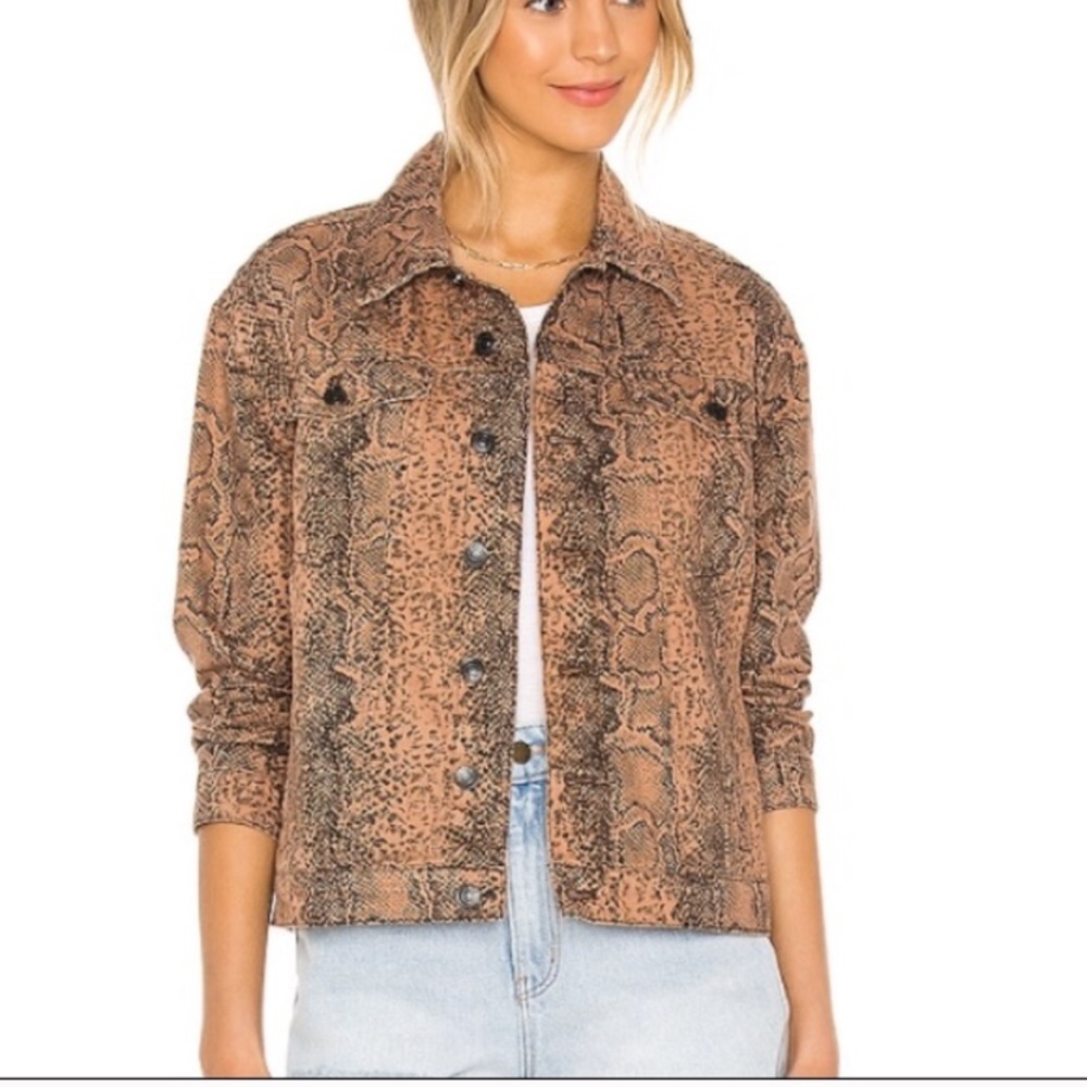 Free People Snake Print Trucker Jacket